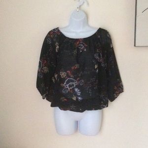 Black floral blouse